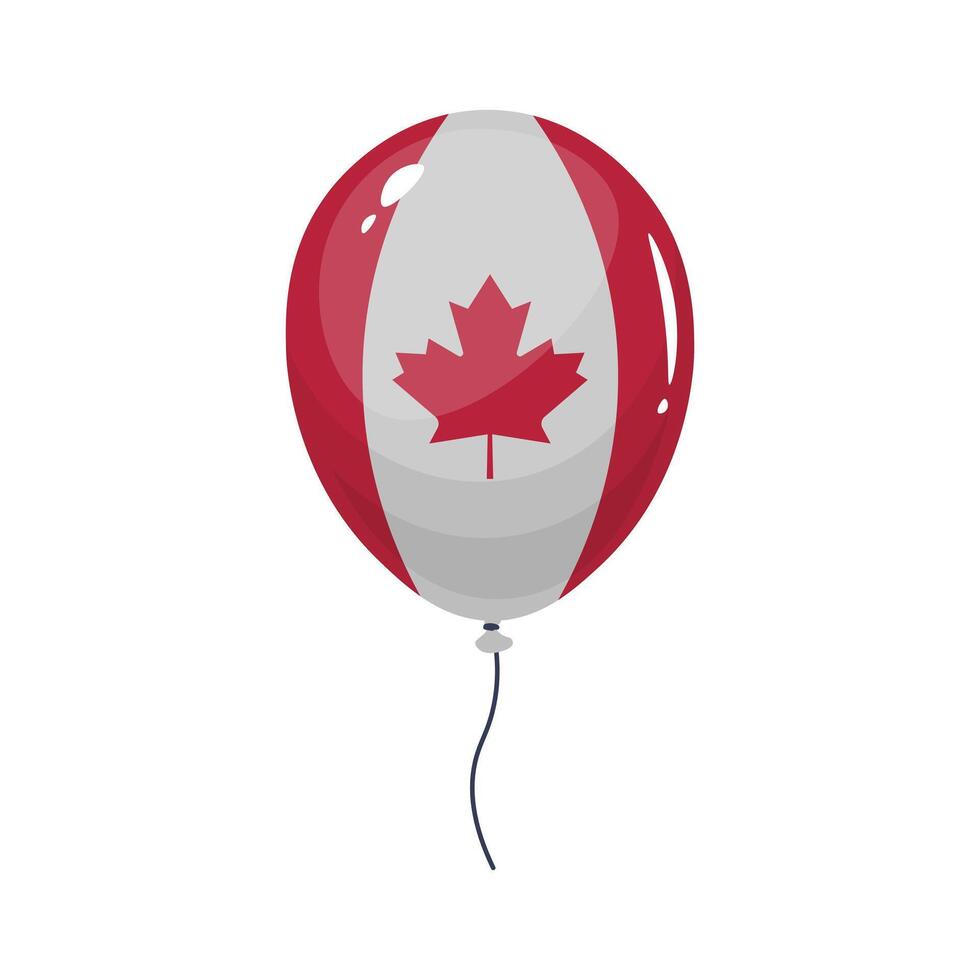 Balloon with Canada flag print in flat design. National symbol at decoration. illustration isolated. vector