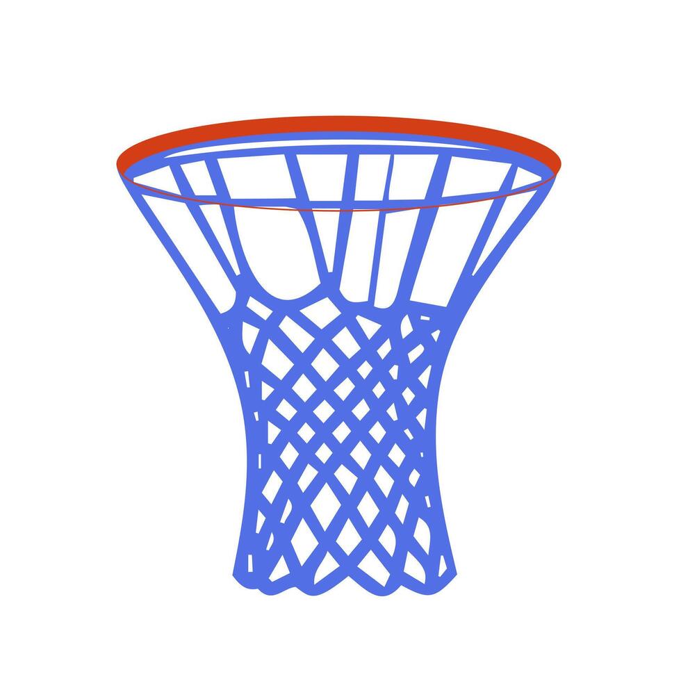 Basketball basket in flat design. Ring with net for playing ball game. illustration isolated. vector