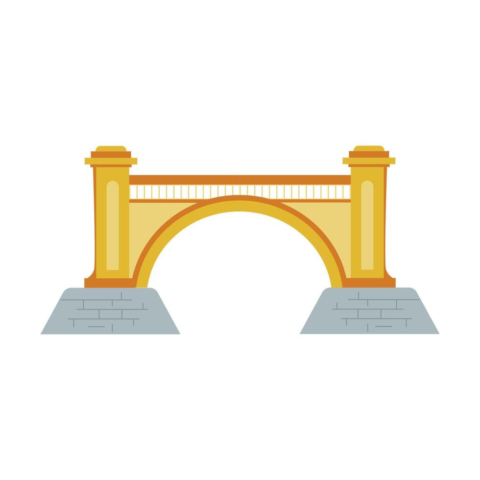 Bridge architecture in flat design. Viaduct construction with arch gate. illustration isolated. vector