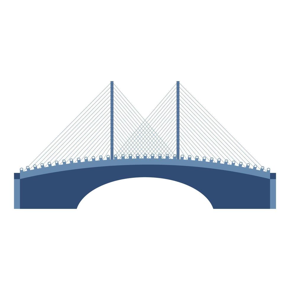Bridge architecture in flat design. Cable stay construction with geometric shape. illustration isolated. vector