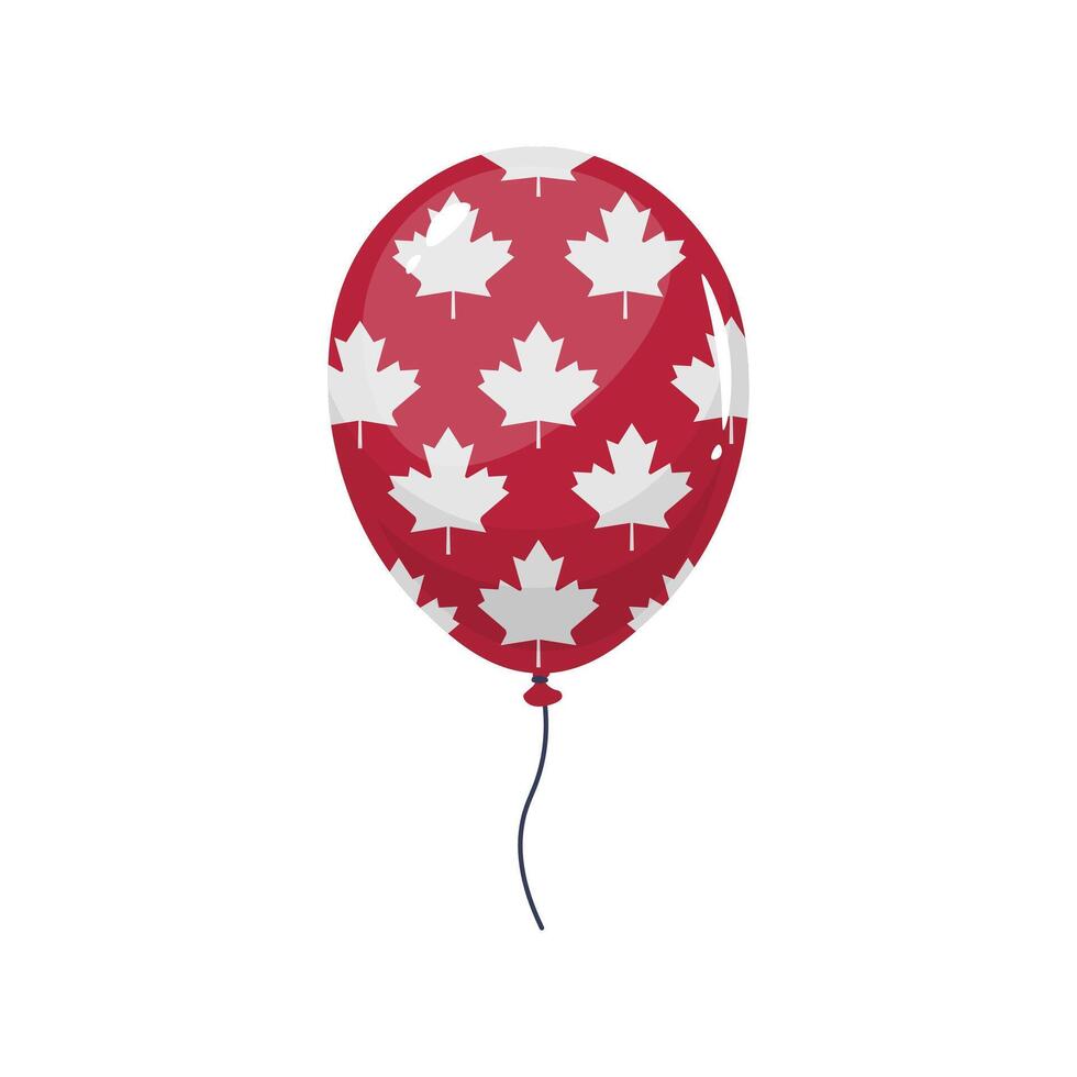 Balloon with Canada maple leaf print in flat design. Holiday decoration. illustration isolated. vector
