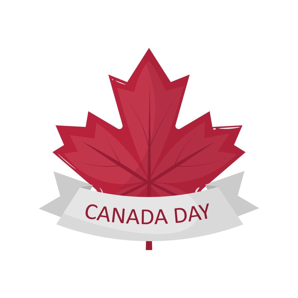 Canada day with red maple leaf in flat design. National canadian symbol. illustration isolated. vector