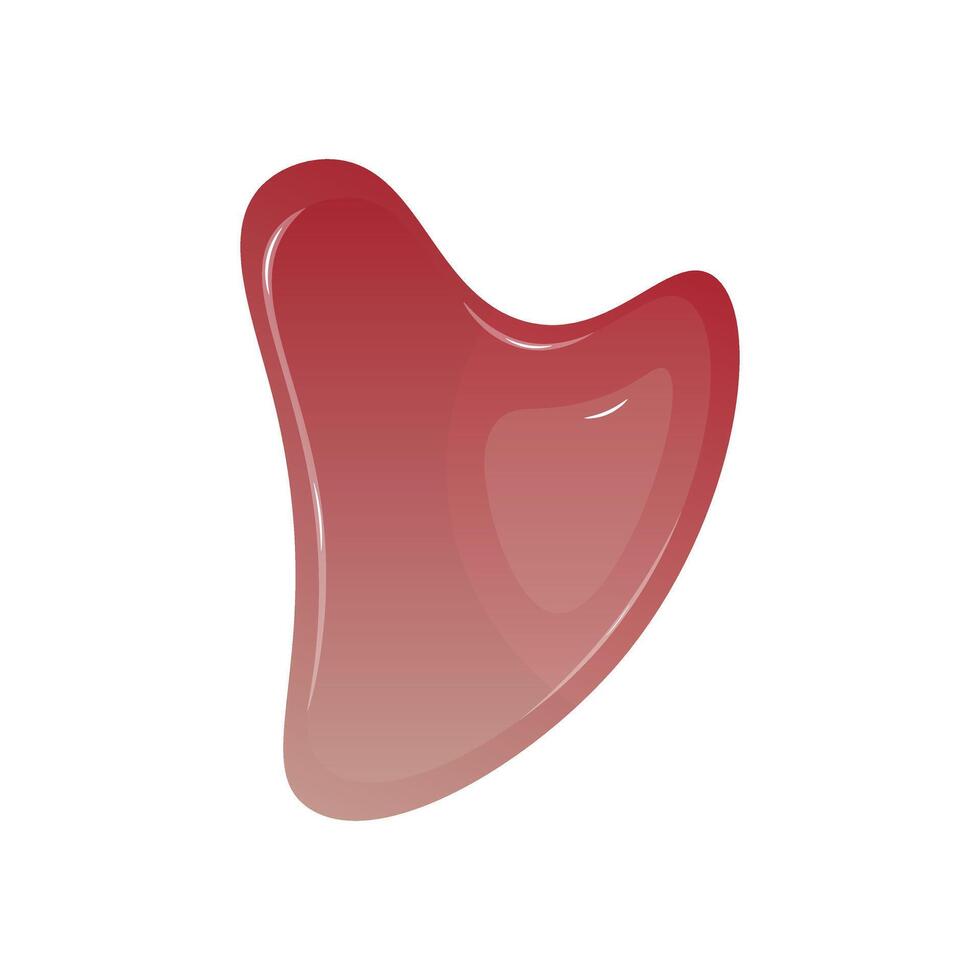 Pink quartz stone for facial massage in flat design. Gua sha massager. illustration isolated. vector