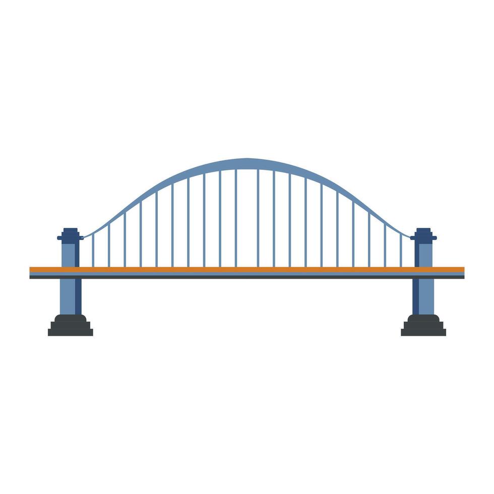 Bridge architecture in flat design. Rounded construction silhouette. illustration isolated. vector