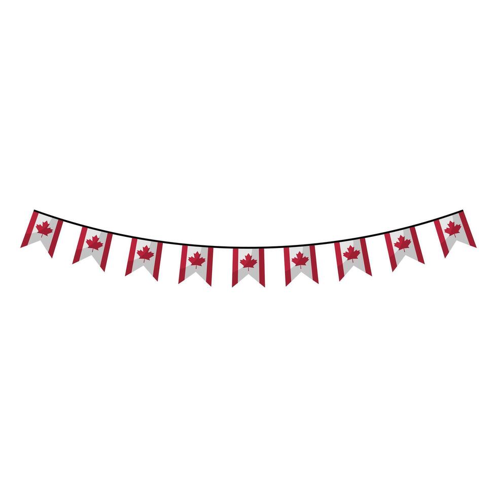 Canada flag garland in flat design. Canadian bunting with maple leaf. illustration isolated. vector