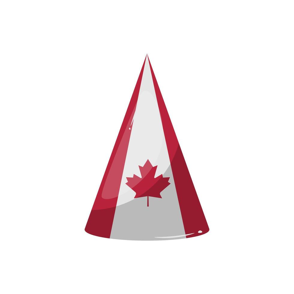 Holiday hat with Canada maple symbol in flat design. Cone cap accessory. illustration isolated. vector