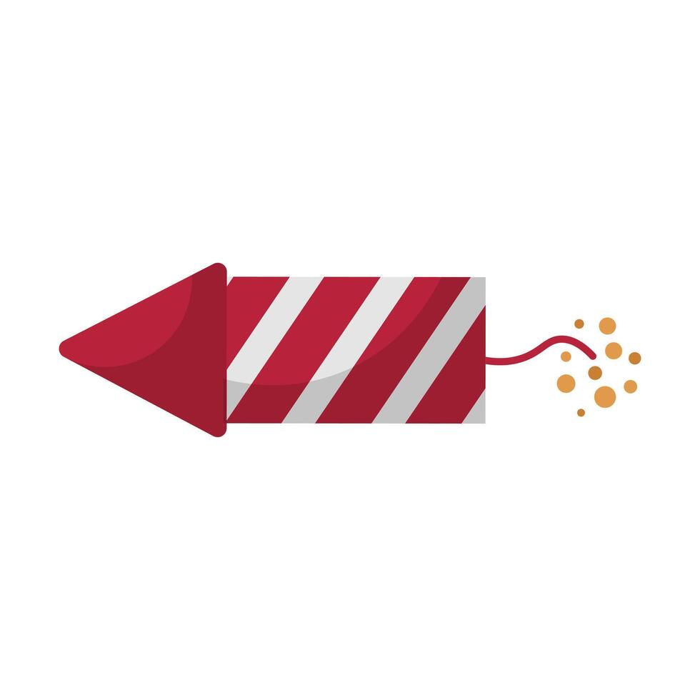 Striped firecracker in flat design. Canadian colours at holiday fireworks. illustration isolated. vector