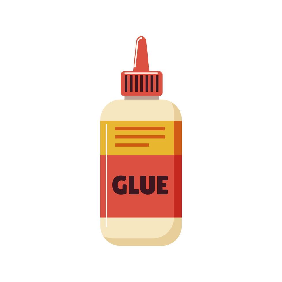 Glue in bottle in flat design. Sticky adhesive product for handcraft fix. illustration isolated. vector