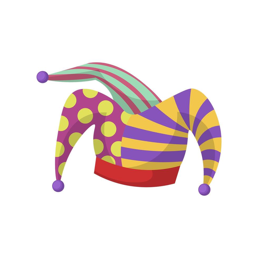 Clown hat in flat design. Fools day holiday joker carnival costume. illustration isolated. vector