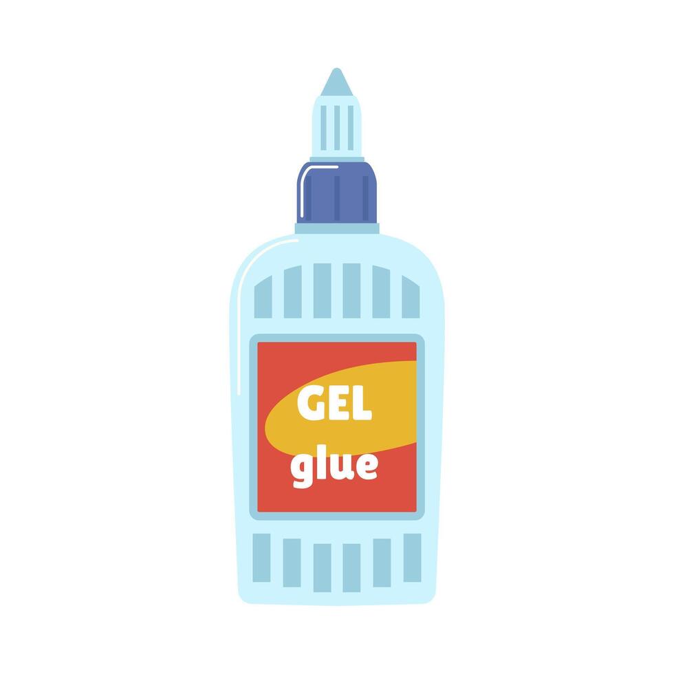 Gel glue in bottle with dropper in flat design. Sticky adhesive product package. illustration isolated. vector