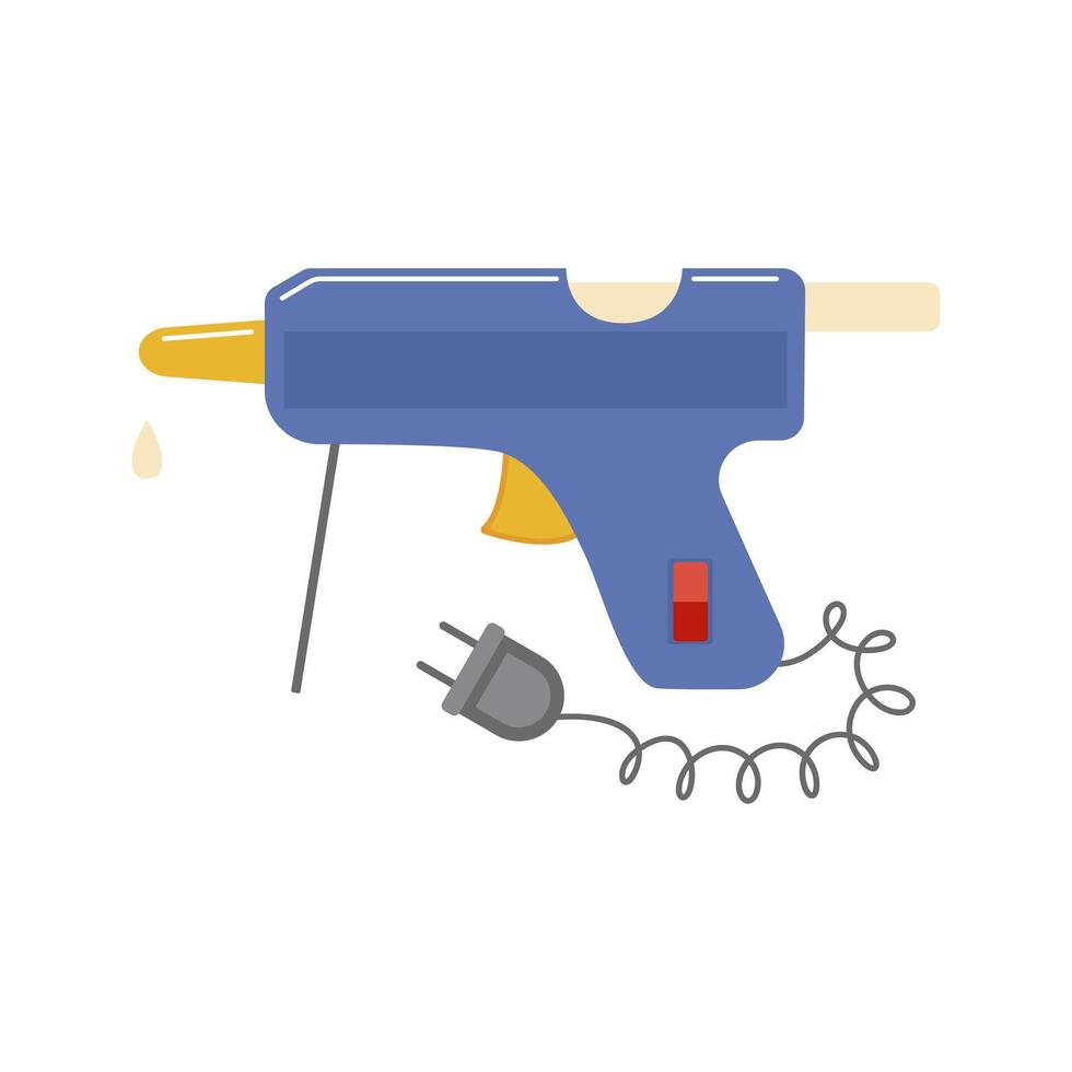 Glue gun in flat design. Handcraft appliance with adhesive gel sticks. illustration isolated. vector