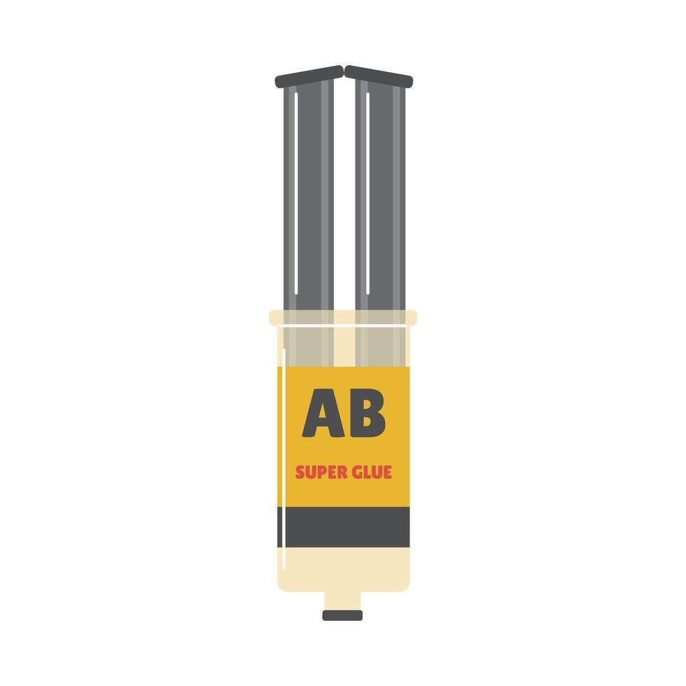 Super glue in tube in flat design. Sticky gum product for fast repair. illustration isolated. vector
