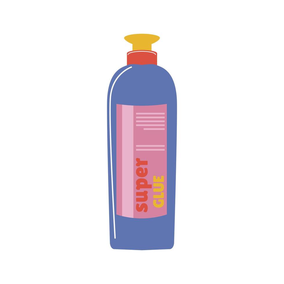 Super glue in big bottle in flat design. Sticky product in container. illustration isolated. vector