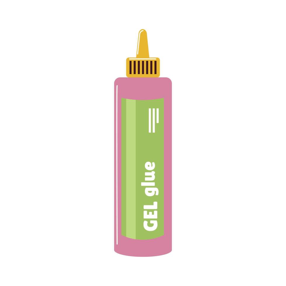 Gel glue in bottle with pipette in flat design. Sticky product supply. illustration isolated. vector