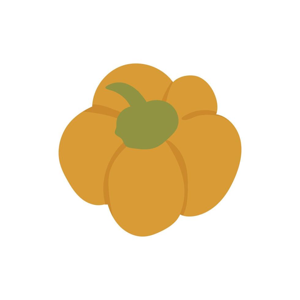 Yellow pepper in flat design. Sweet paprika, healthy vegetable eating. illustration isolated. vector