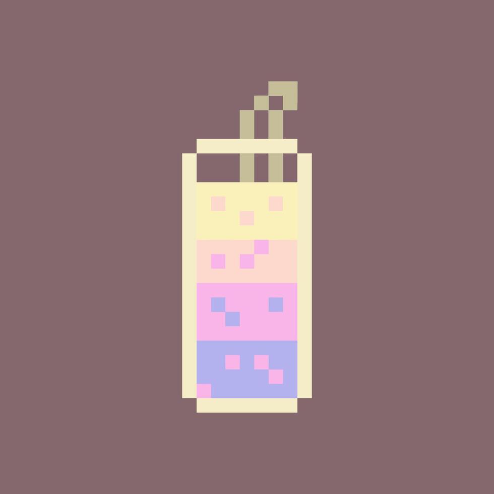 Retro pixel drink with charm vector