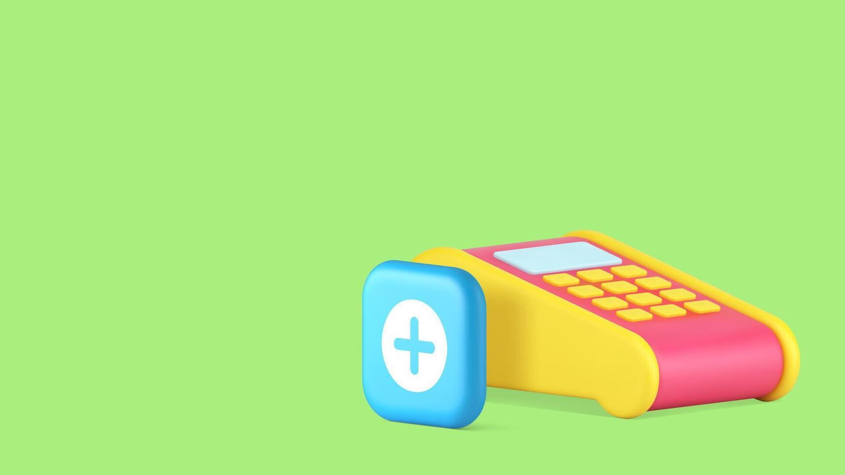 POS terminal machine contactless cashless shopping card payment add banner illustration vector