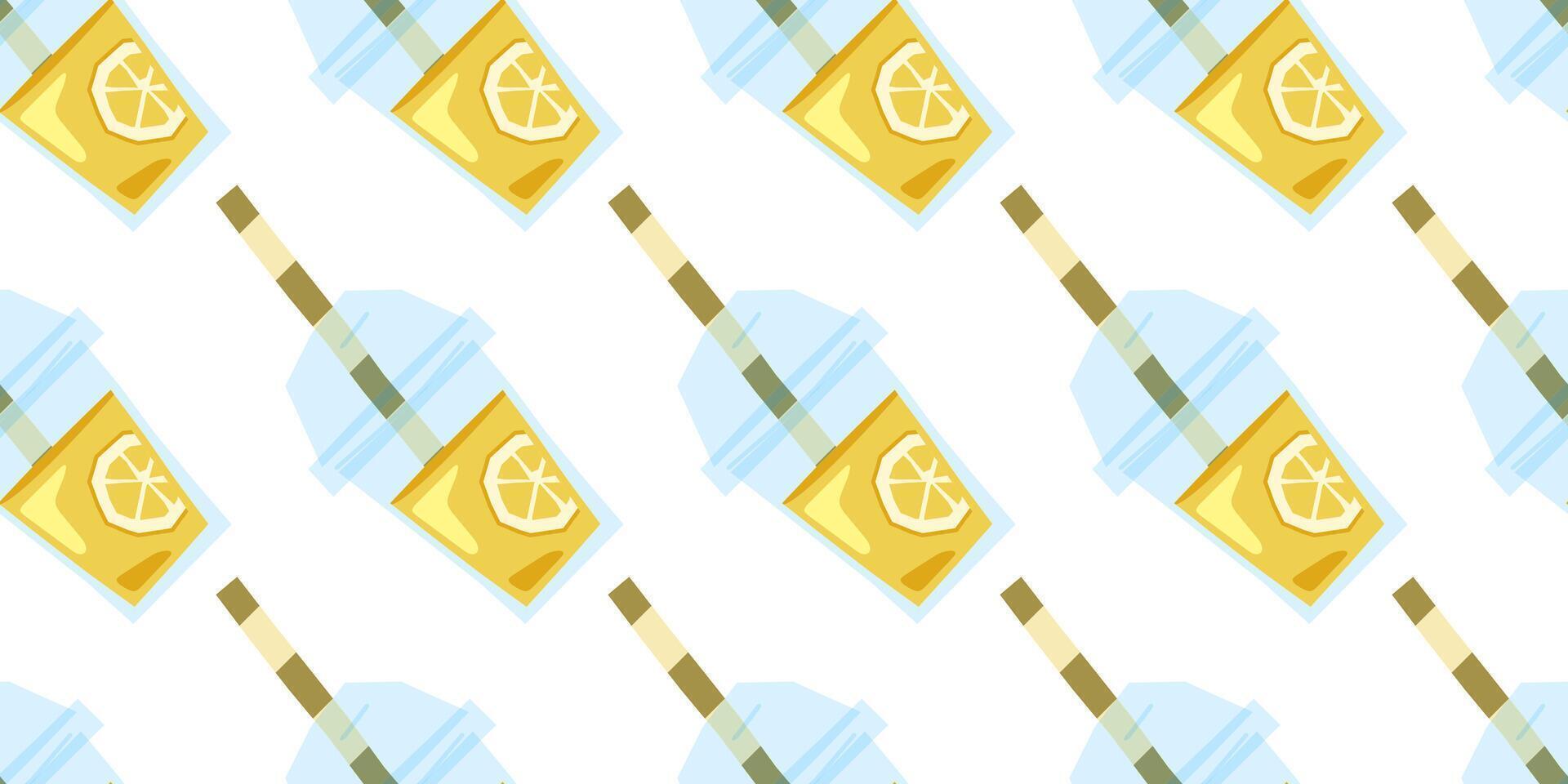 Seamless Lemonade Drink Pattern with Straw vector
