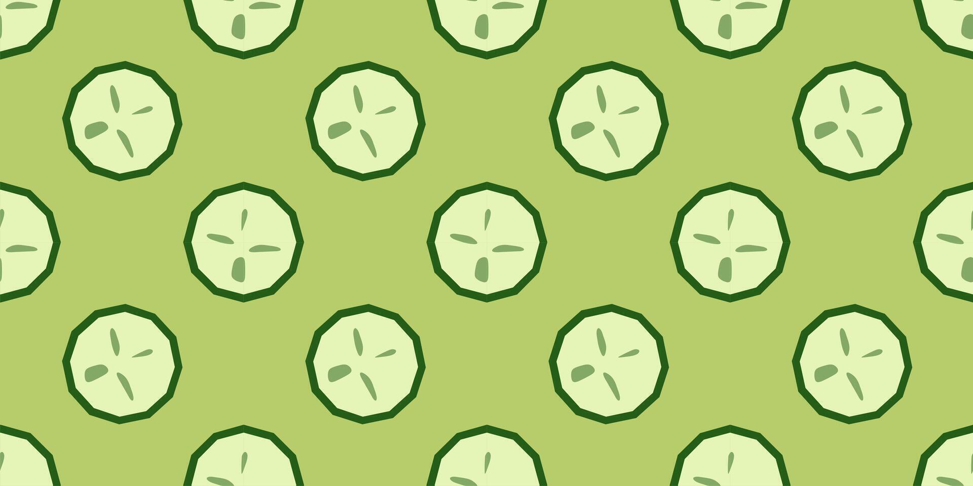 Seamless Green Cucumber Slice Pattern vector