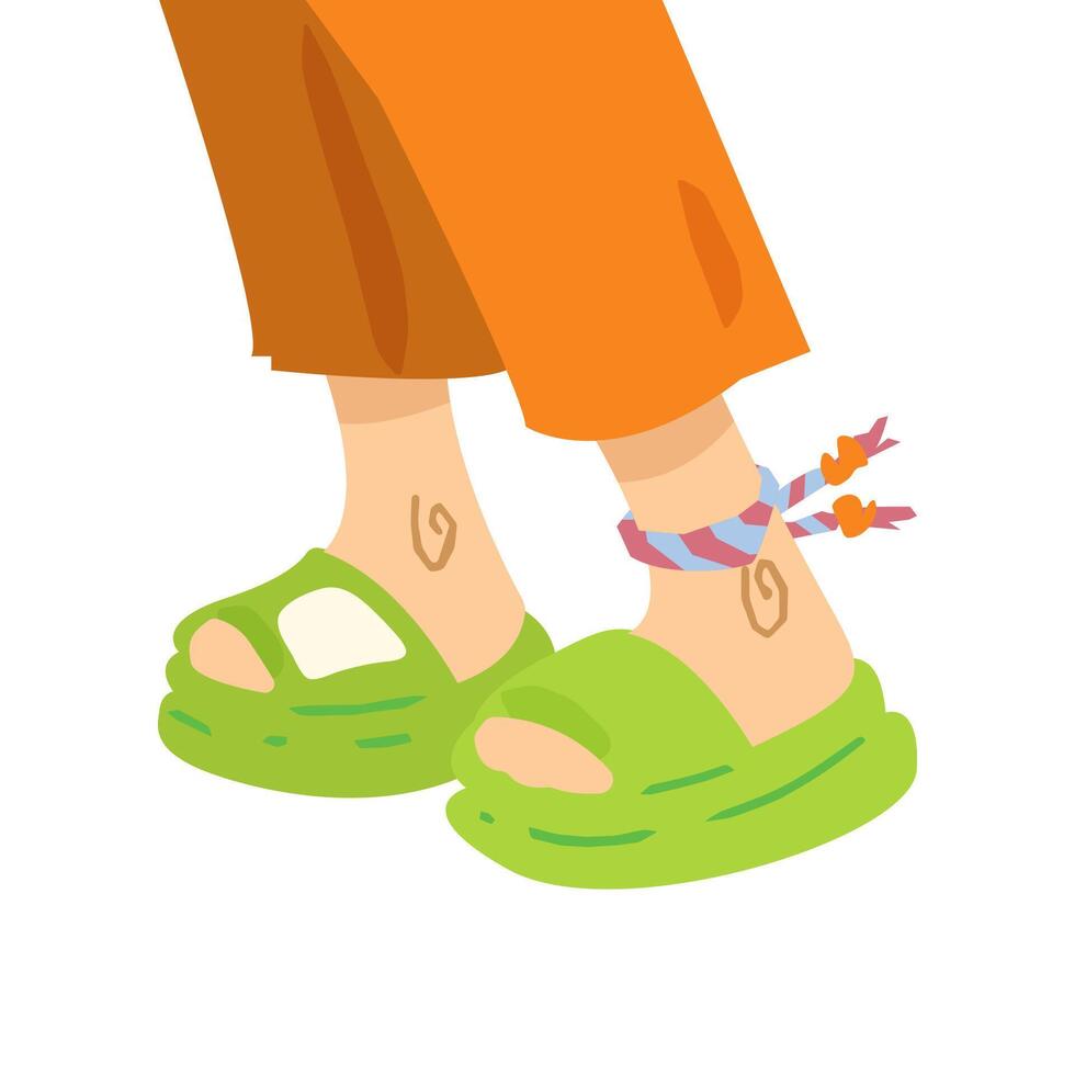 Cartoon Feet in Green Sandals vector