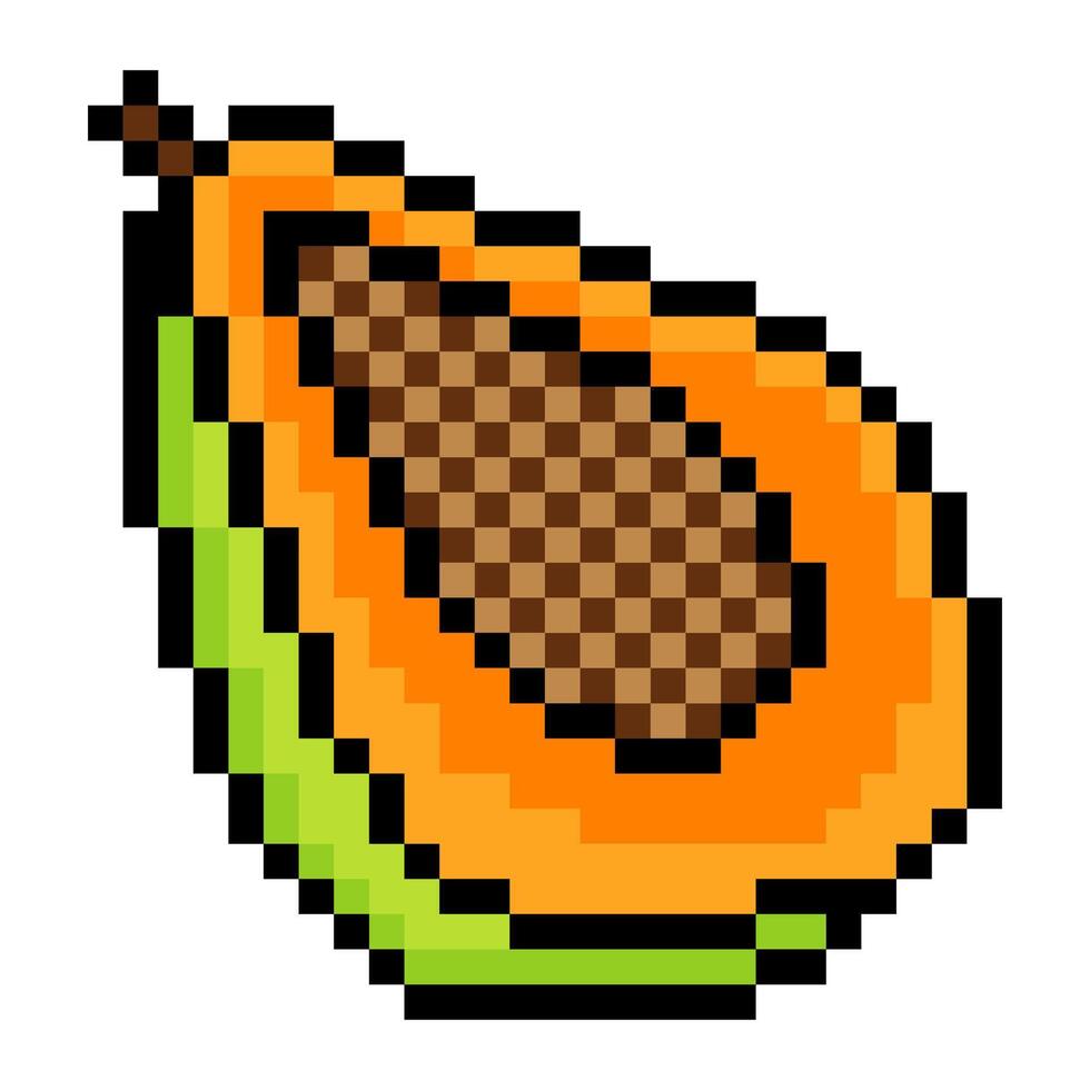 Papaya fruit with pixel art isolated on white background vector
