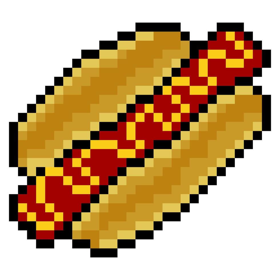 Hot dog fast food with pixel art isolated on white background vector