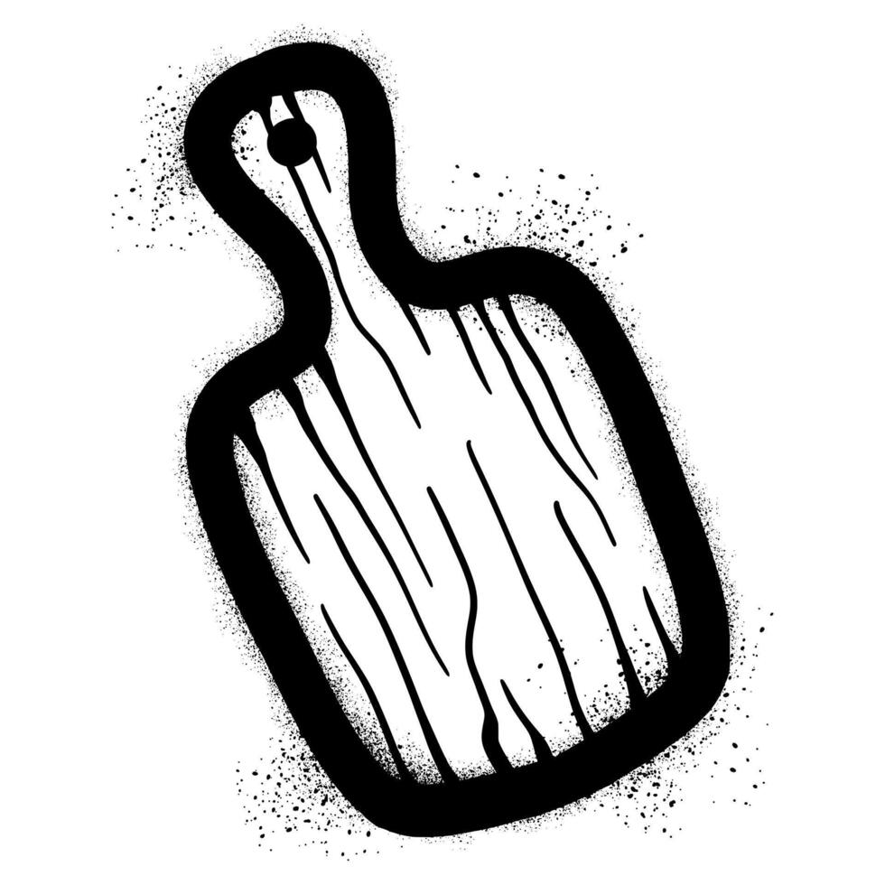 Cutting board with black spray paint graffiti vector