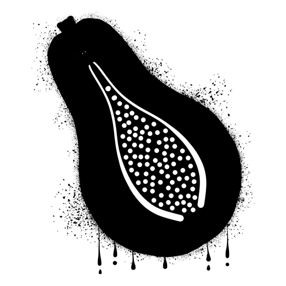 Black papaya with spray paint graffiti vector