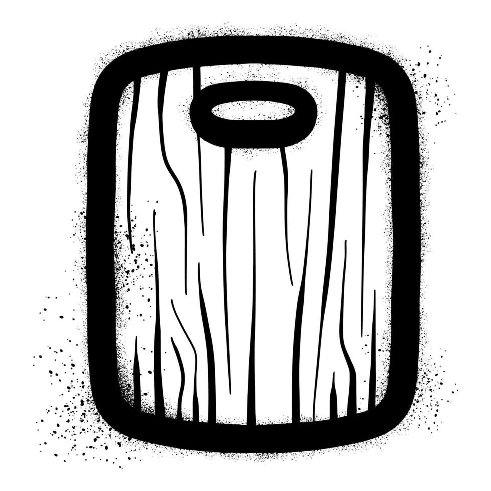 Graffiti cutting board with black spray paint vector