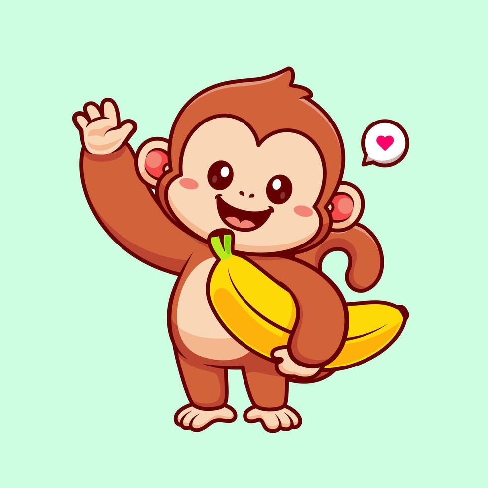 Cute Monkey Holding Banana vector