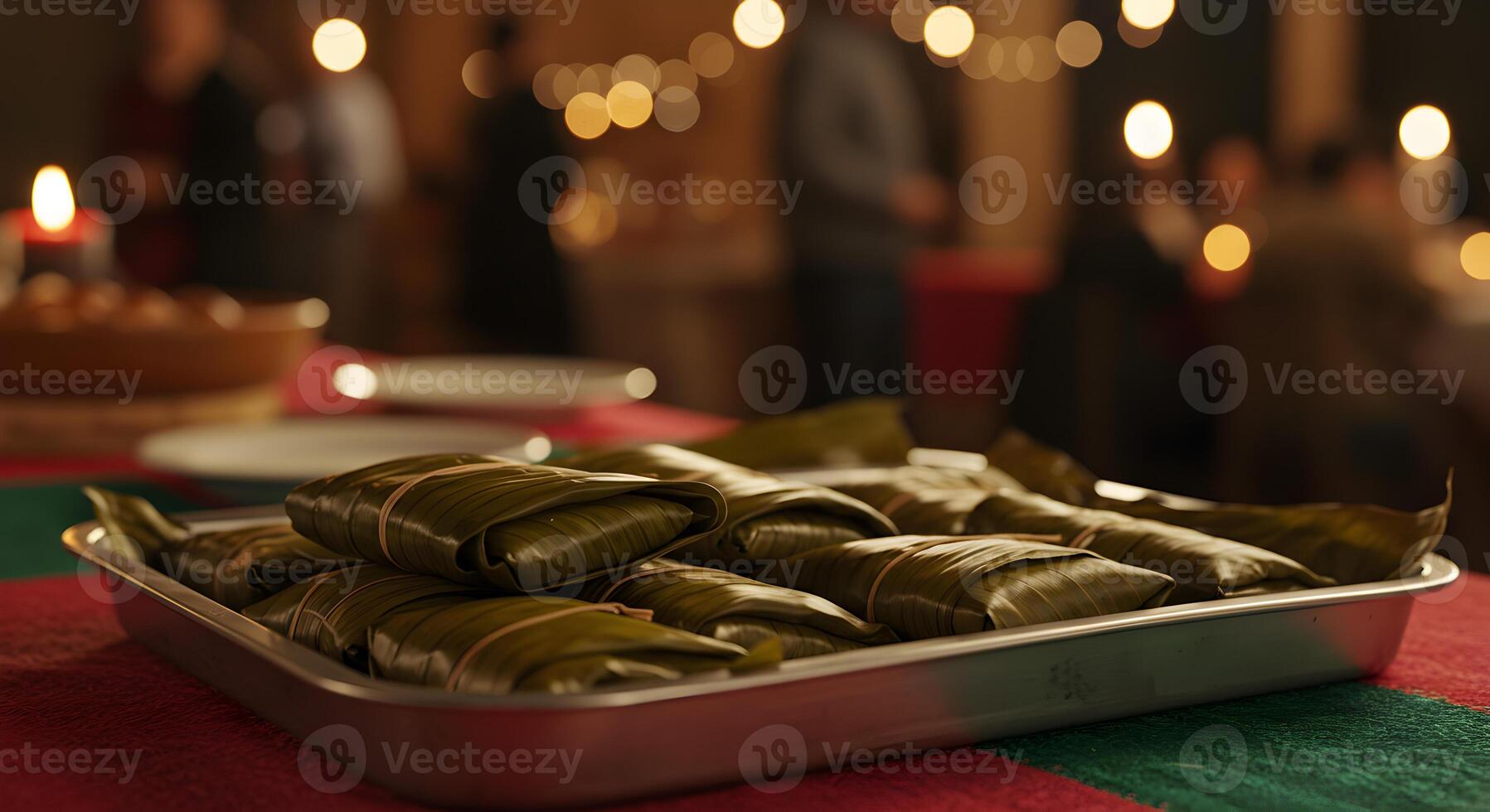 A tray of wrapped food on a table photo