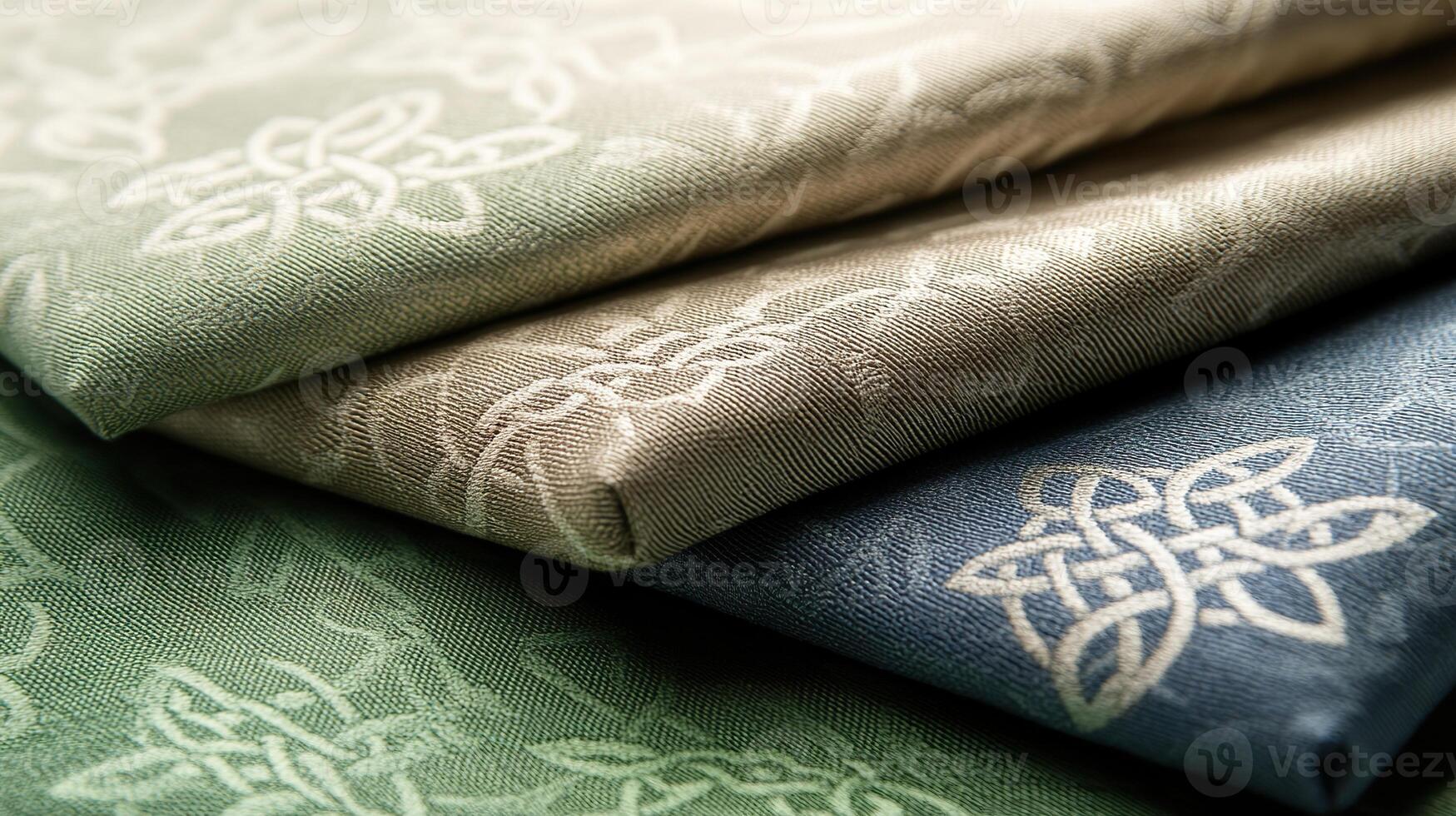 vibrant Celtic symbols and knots on fabric for costumes for cultural celebration. photo