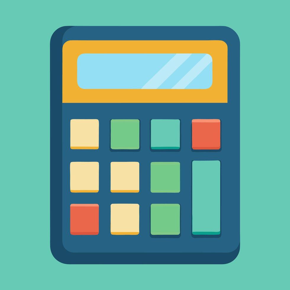 Professional Calculator Icon Flat Design, Colorful Buttons. vector