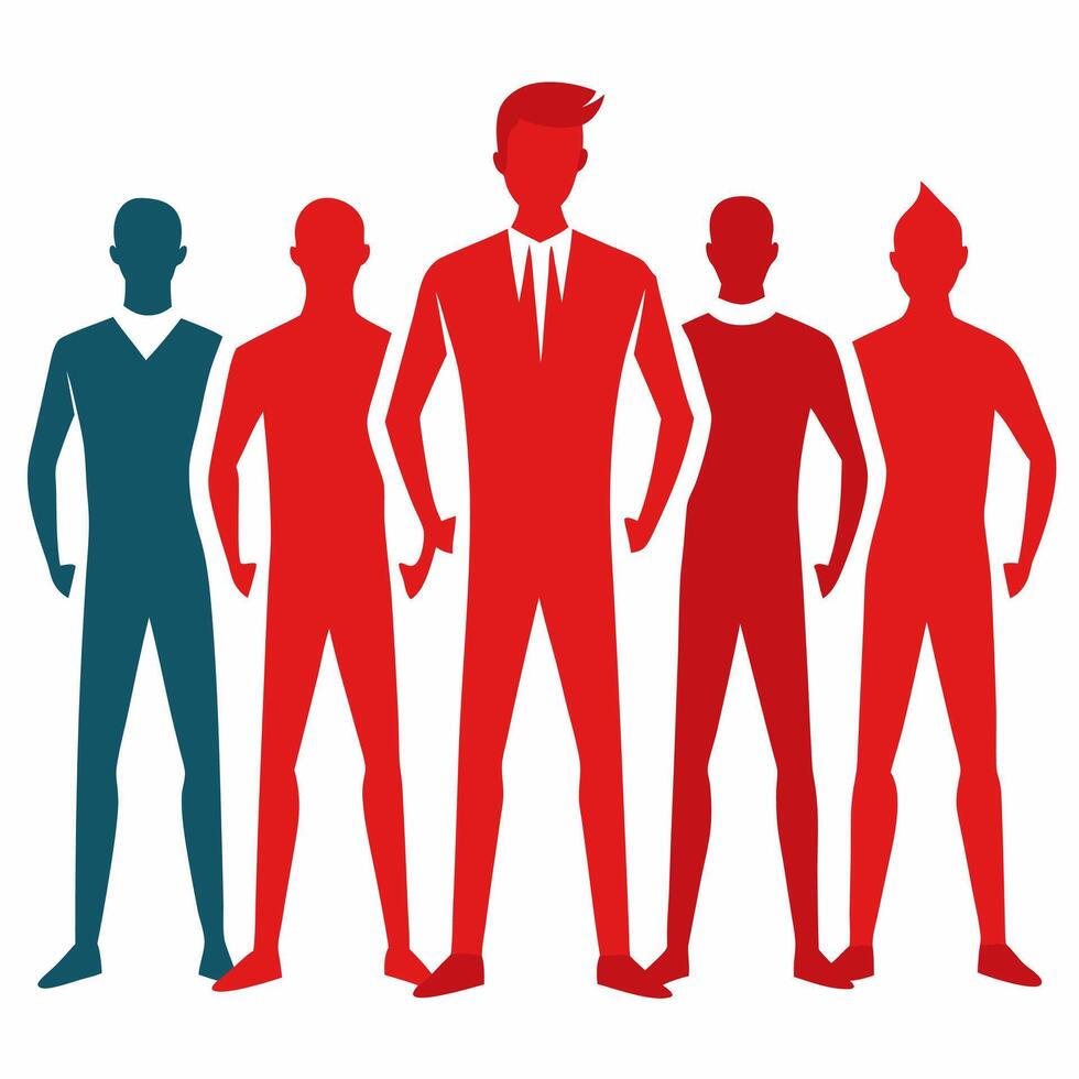 Teamwork Success Red and Blue Professional Business Team Illustration. vector