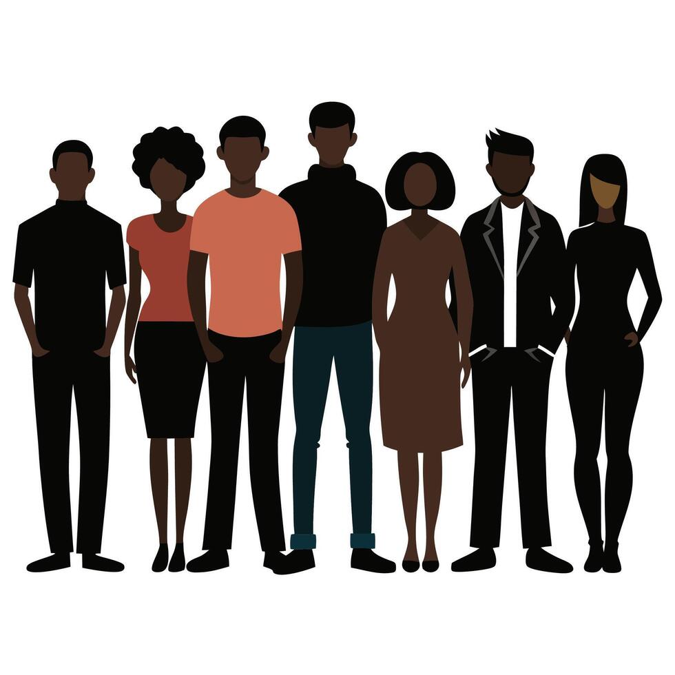 Diverse Group of Black Adults Teamwork. vector