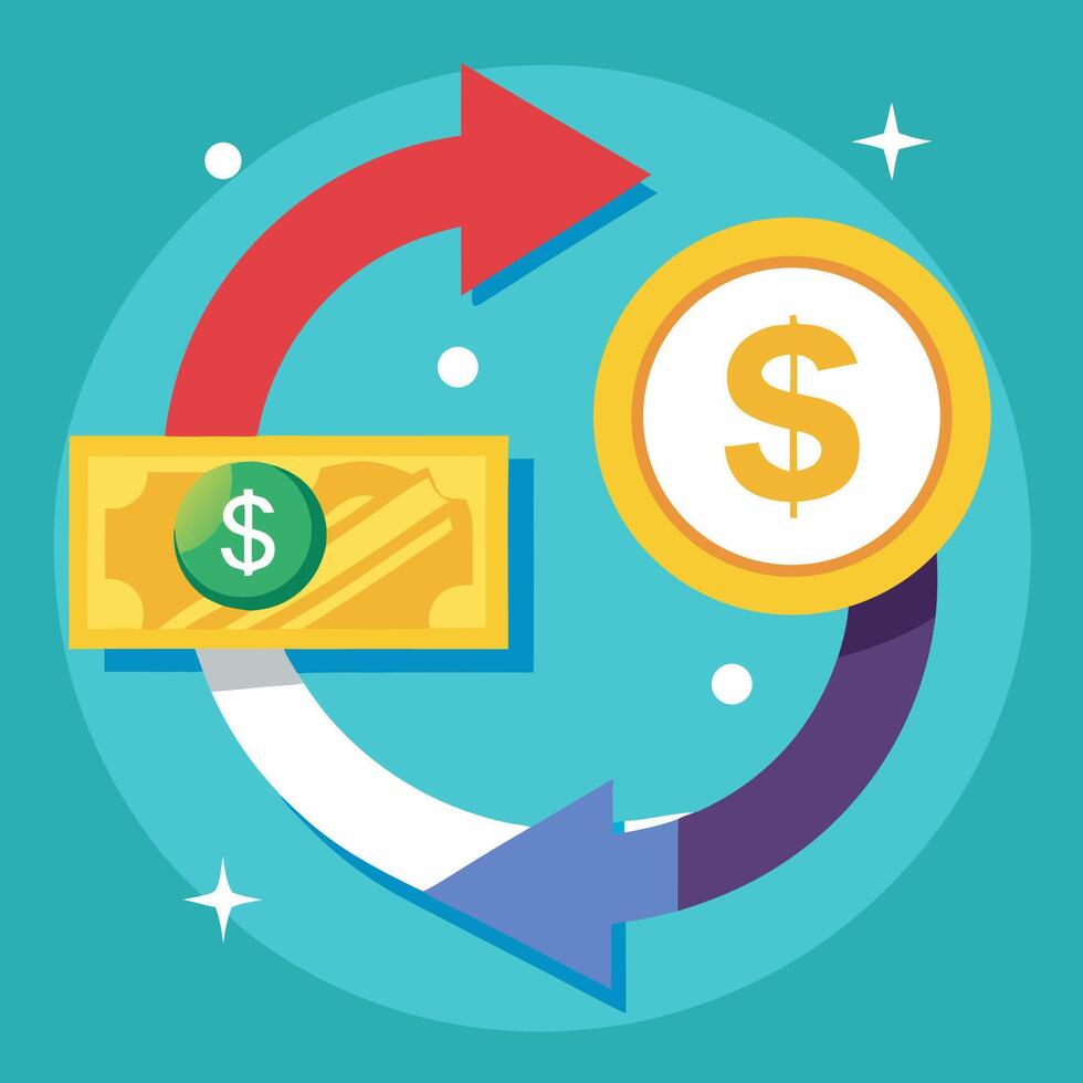 Money Flow, Financial Transaction. vector