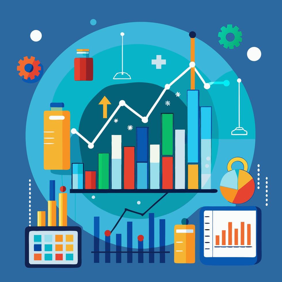 Professional Business Growth Charts Colorful Data Visualization EPS. vector