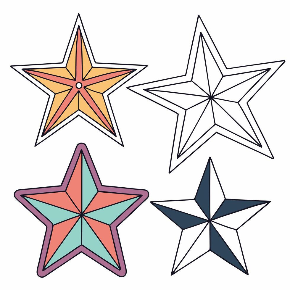 Pastel and Monochrome Star Set 4 Unique Designs for Branding and Projects. vector