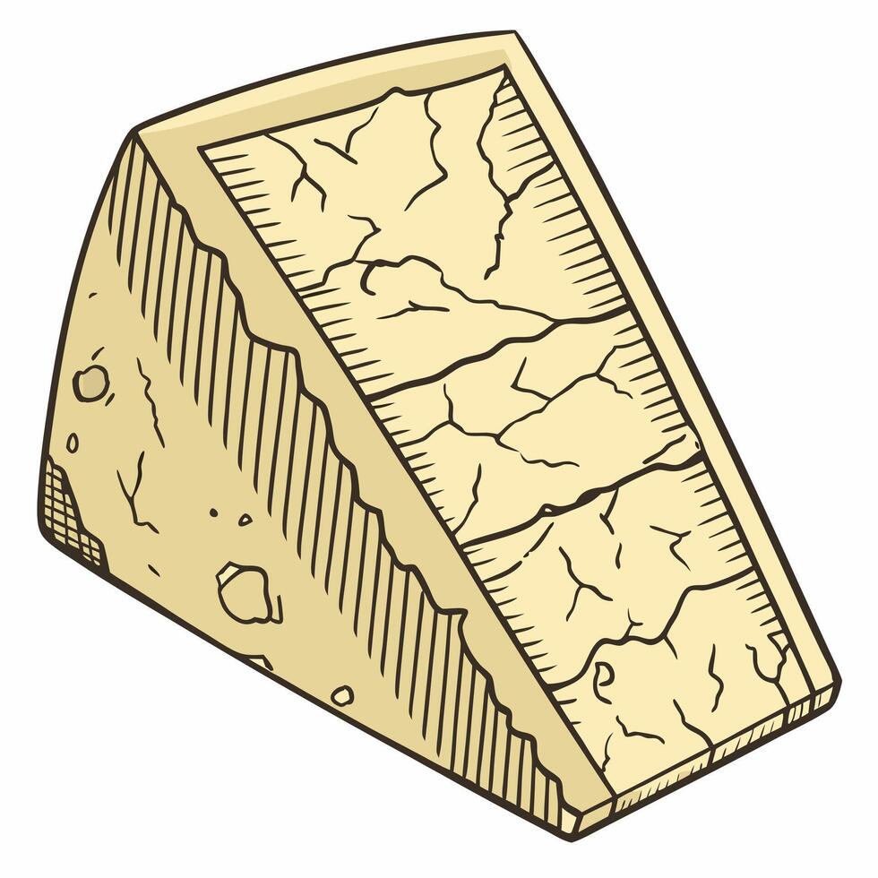 Aged Cheddar Cheese Wedge Creamy. vector