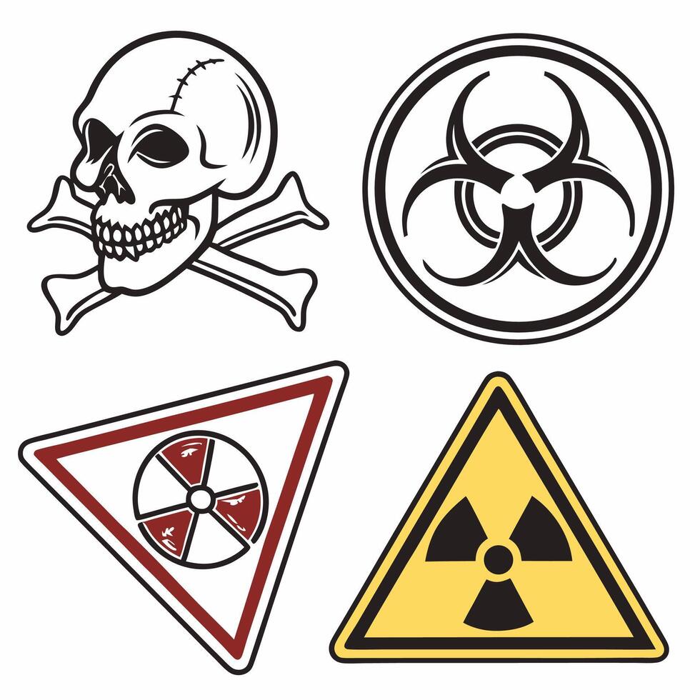 Professional Hazard Symbols Skull, Biohazard. vector
