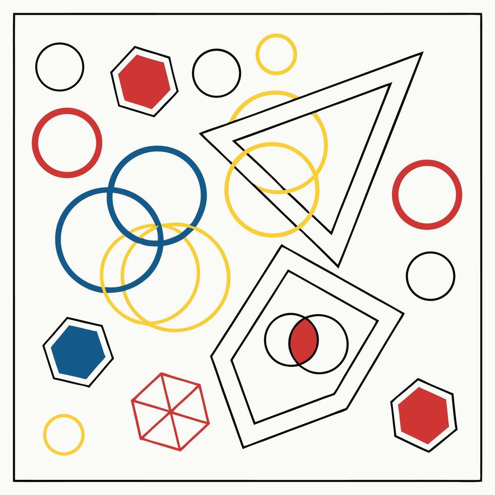 Abstract Geometric Art Print Red, Yellow. vector