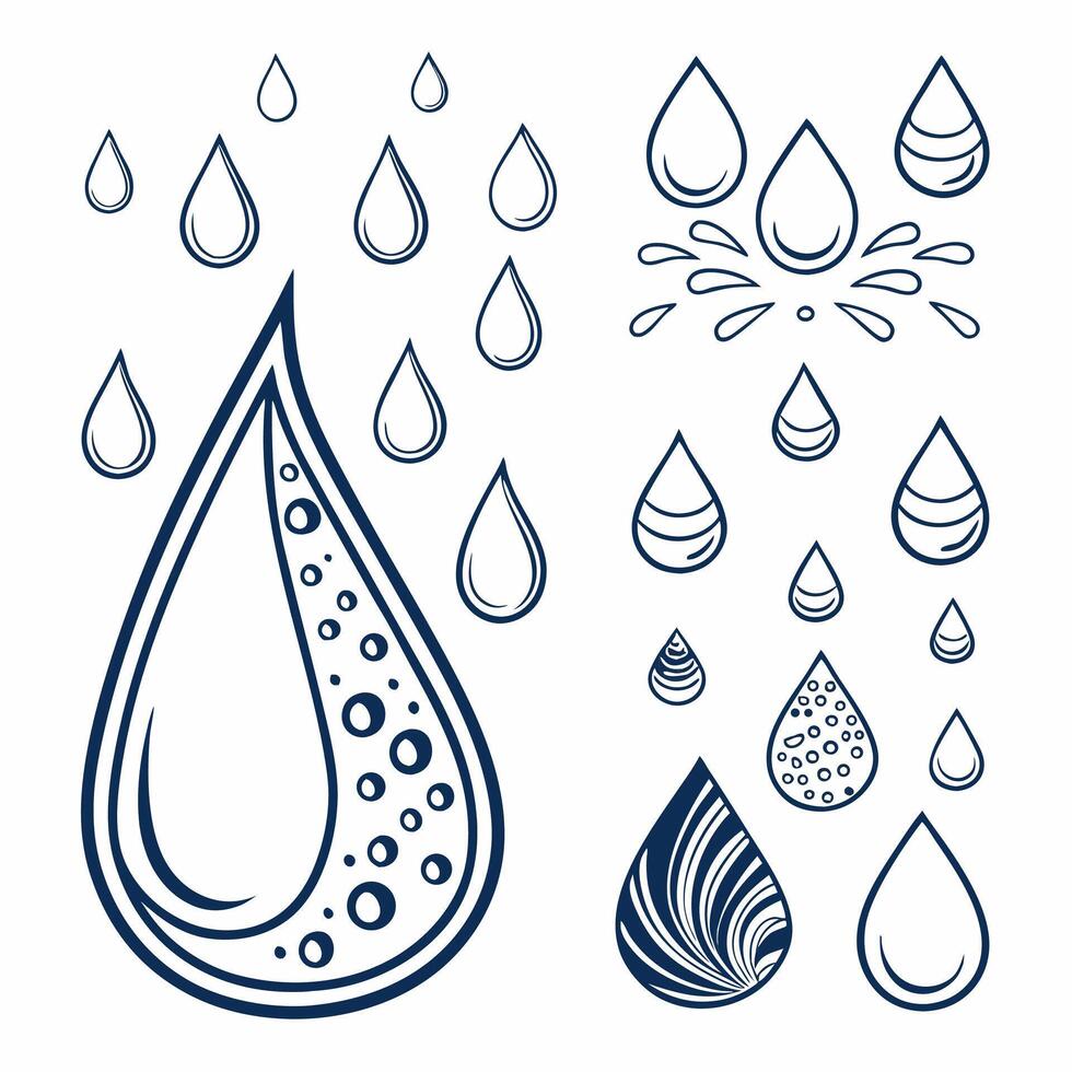 Water Drop Illustrations Elegant, Textured. vector