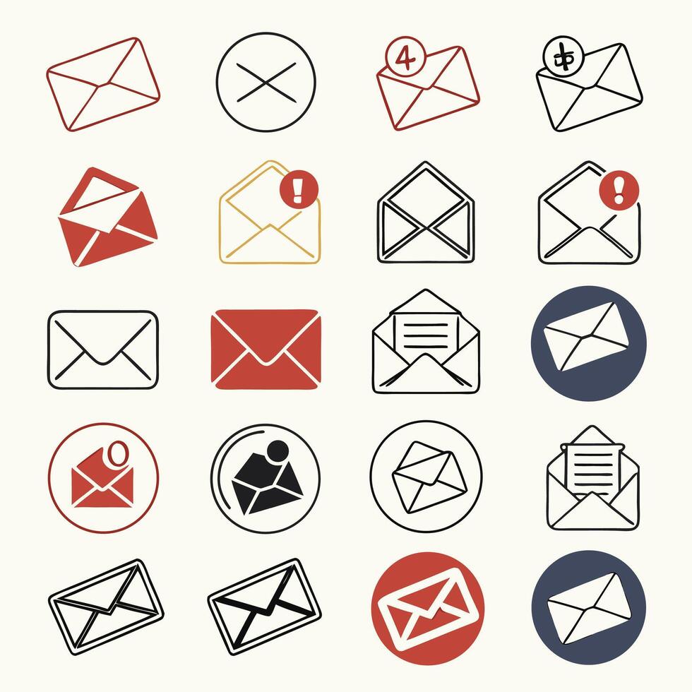 Email Icons 20 Graphics, Diverse Styles. vector