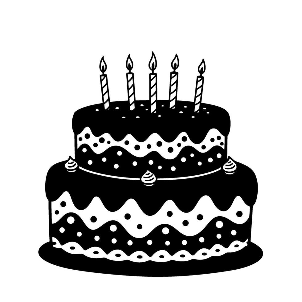 Two-Tiered Birthday Cake with Candles vector