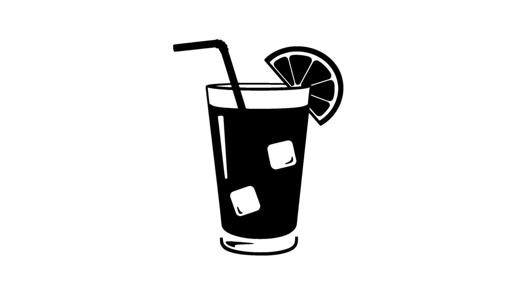 Highball Cocktail Icon Black and White Silhouette vector