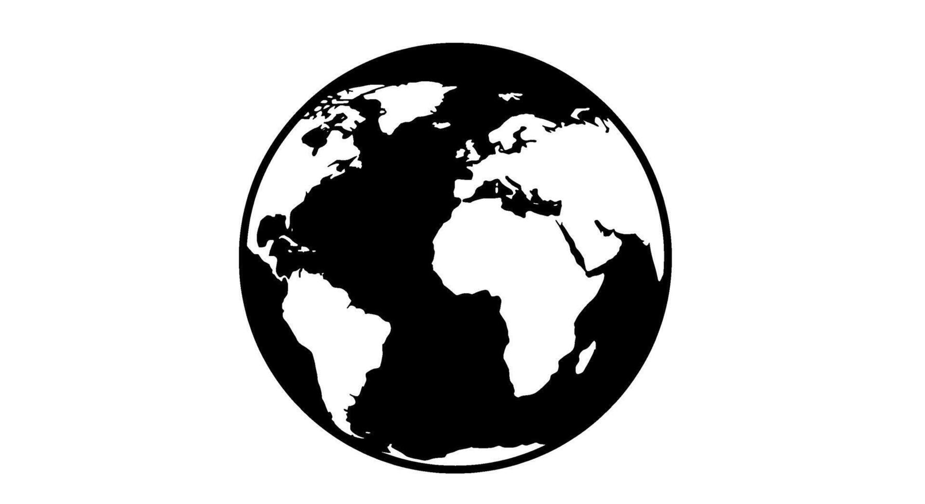 Oblong Earth Icon Black and White World Map vector