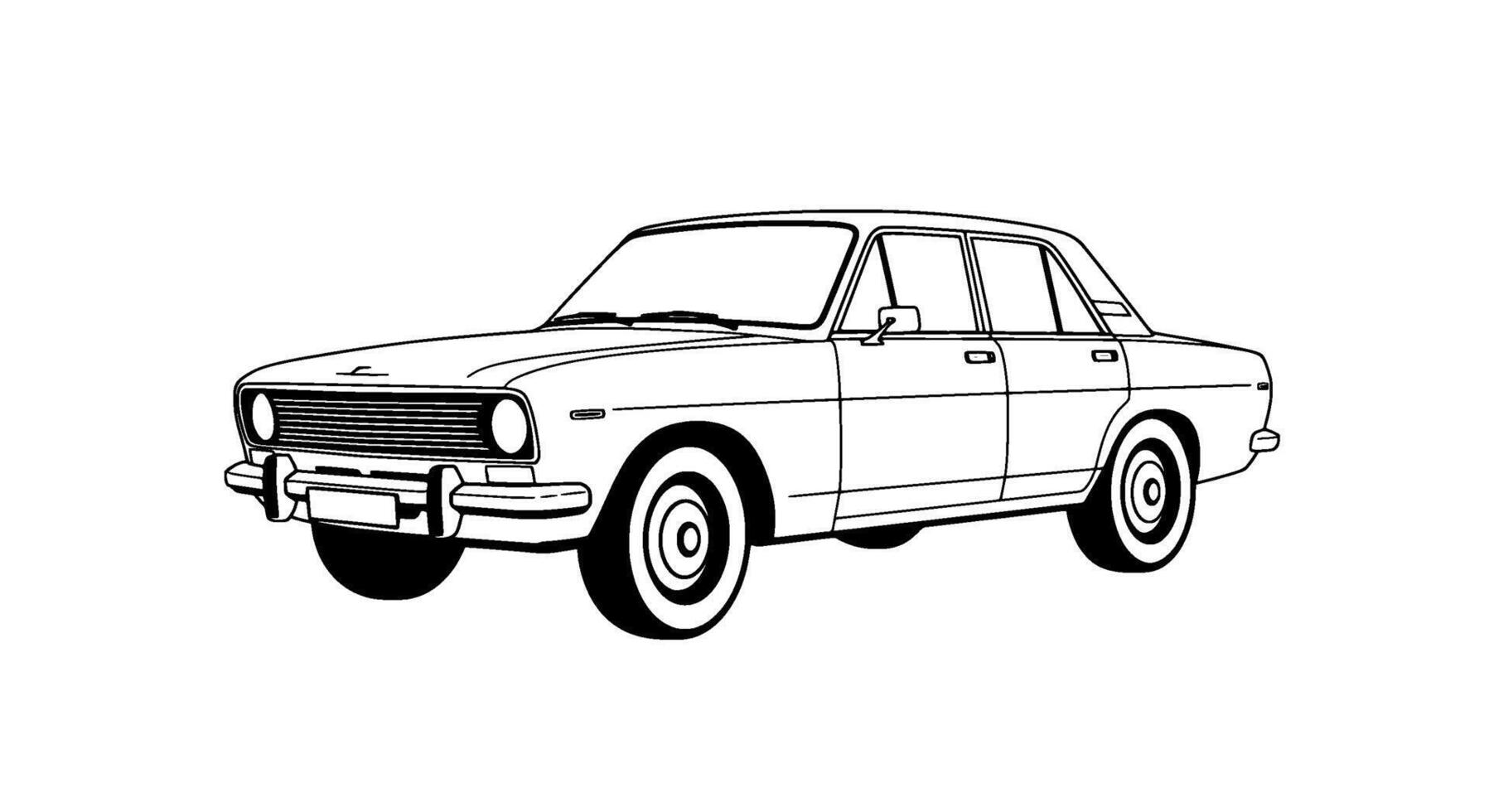 Classic Car Line Art Illustration vector
