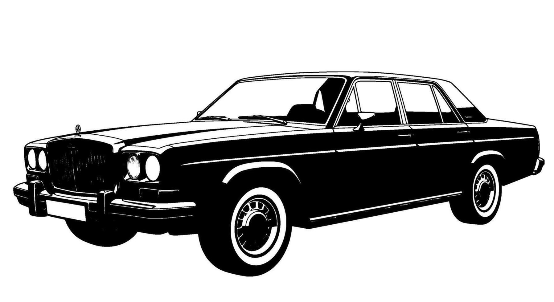 Classic Car Monochrome Illustration vector