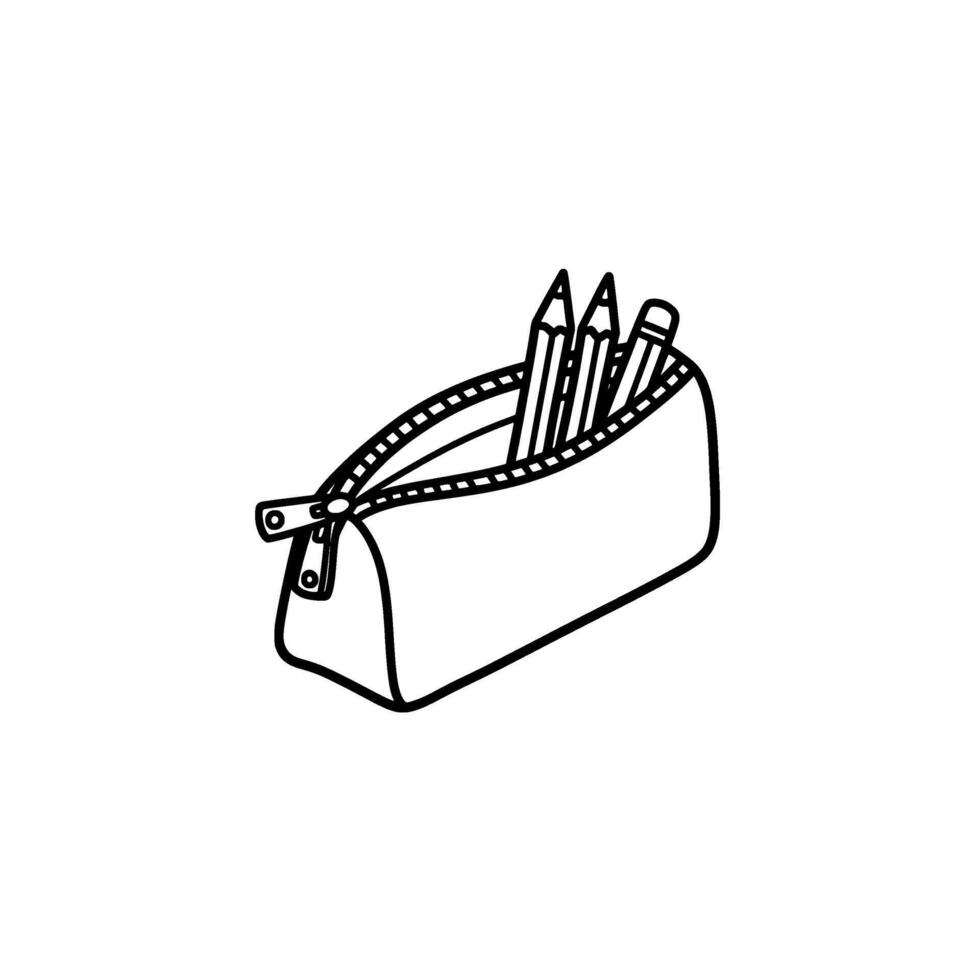 Pencil Case with Zipper and Pencils vector