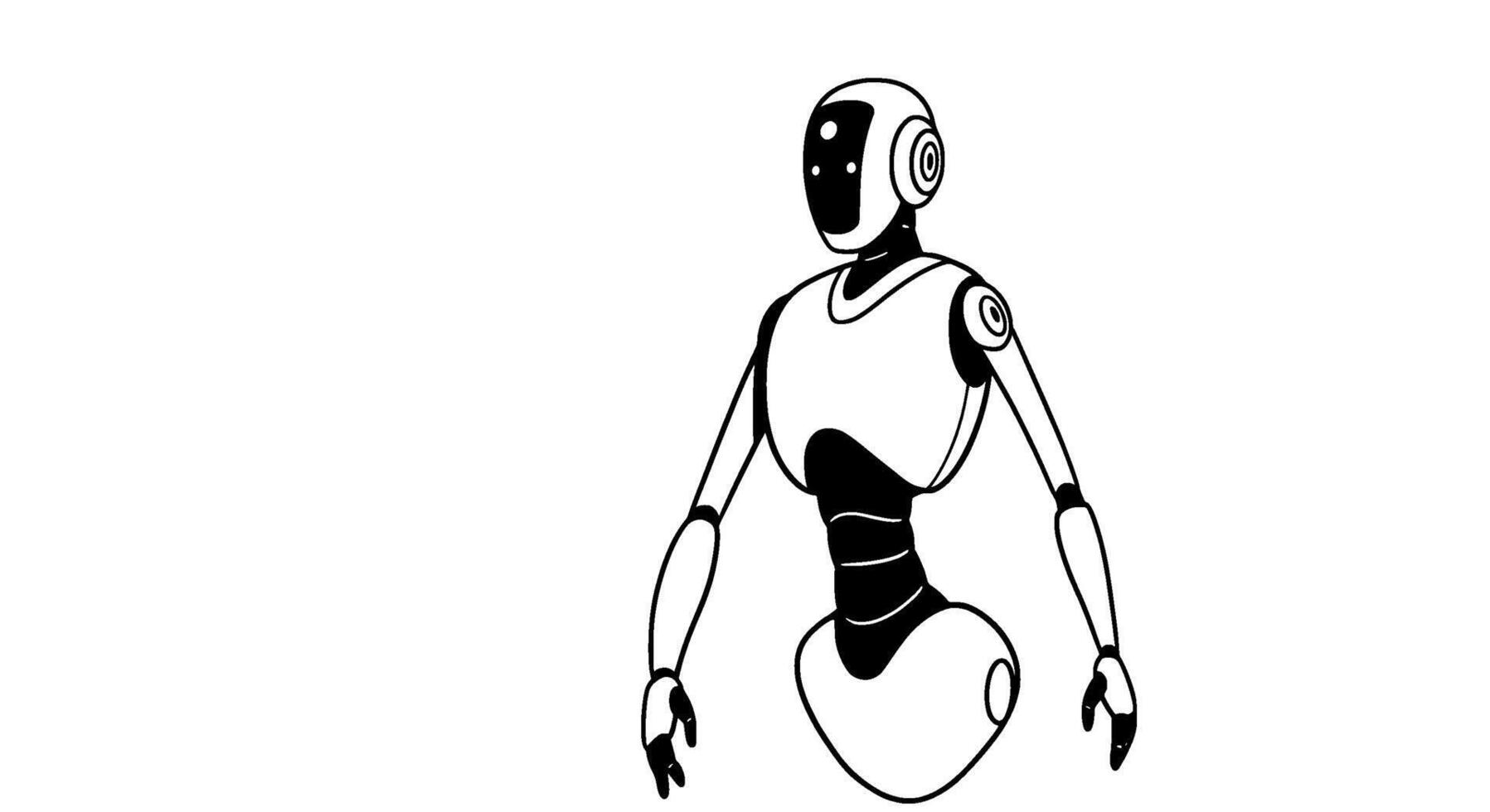 Monochromatic Robot Illustration, Sleek Design vector